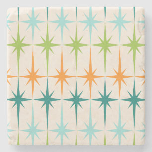 Vintage Geometric Starbursts Marble Coaster