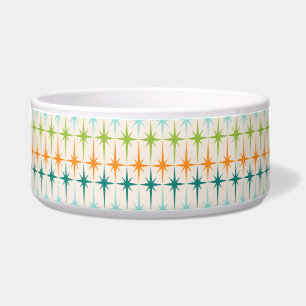 Vintage Geometric Starbursts Pet Bowl