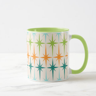 Vintage Geometric Starbursts Ringer Mug