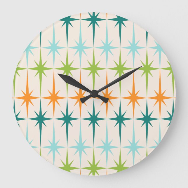 Vintage Geometric Starbursts Round Wall Clock (Front)
