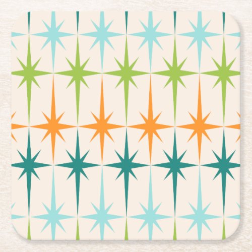 Vintage Geometric Starbursts Square Coasters