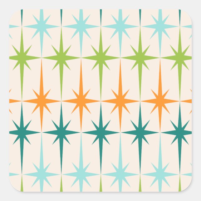 Vintage Geometric Starbursts Square Stickers (Front)