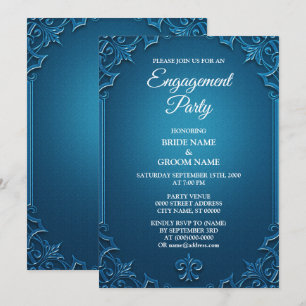 Vintage Geometric Teal Turquoise Engagement party Invitation