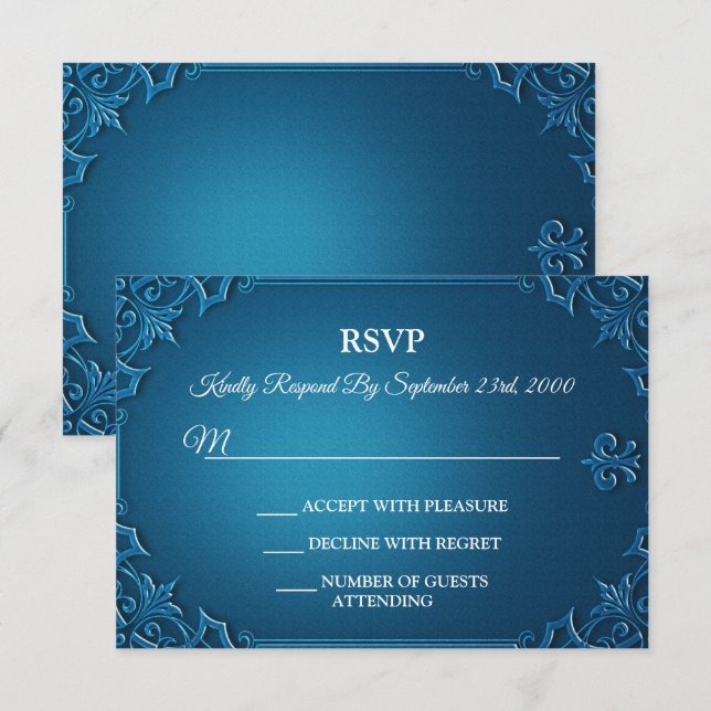 Vintage Geometric Teal Turquoise Party RSVP Card (Front/Back)