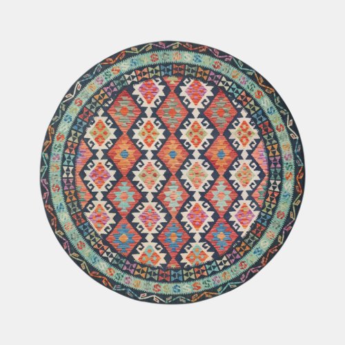  Vintage Geometric Woven Style Colorful Dhurrie Rug