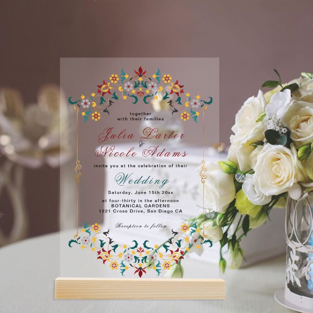 Vintage Geometry Intricate Classical Motif Wedding Acrylic Invitations (Creator Uploaded)