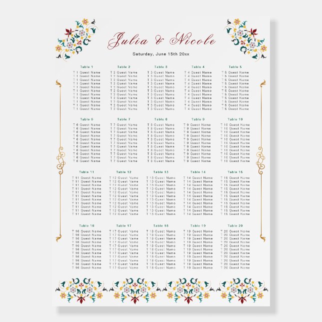 Vintage Geometry Intricate Classical Motif Wedding Foam Board (Front)
