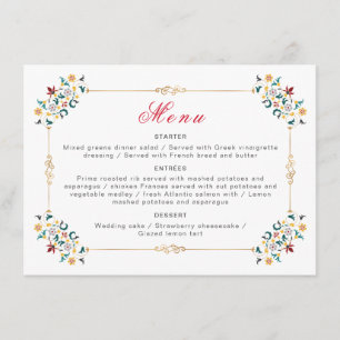 Vintage Geometry Intricate Classical Motif Wedding Menu