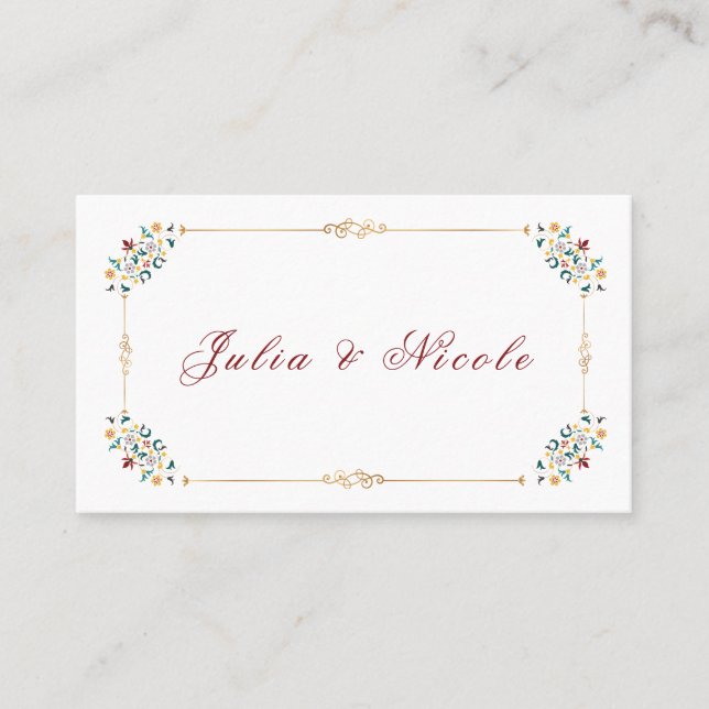 Vintage Geometry Intricate Classical Motif Wedding Place Card (Front)