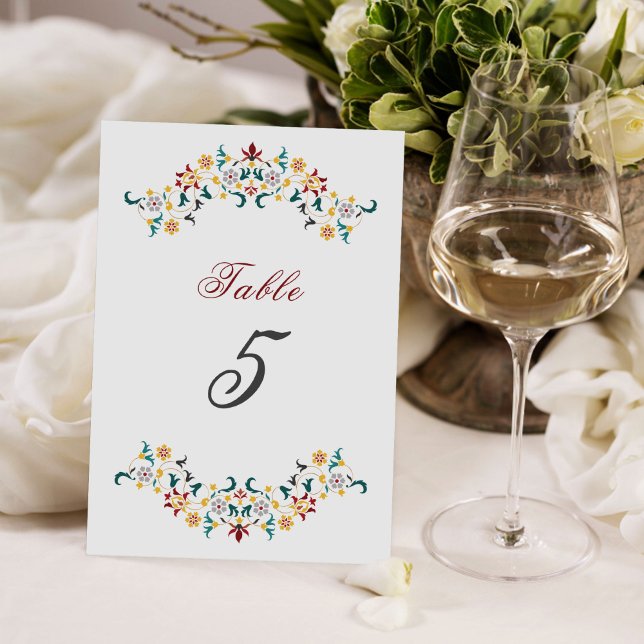 Vintage Geometry Intricate Classical Motif Wedding Table Number (Creator Uploaded)