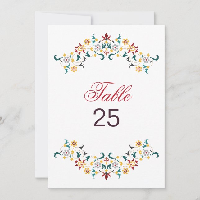 Vintage Geometry Motif Wedding Table Number  (Front)
