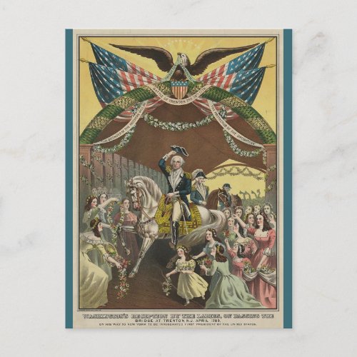Vintage George Washington En Route to Inauguration Postcard