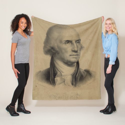 Vintage George Washington Portrait Illustration Fleece Blanket