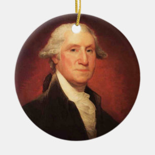 Vintage George Washington Portrait Painting Ceramic Ornament