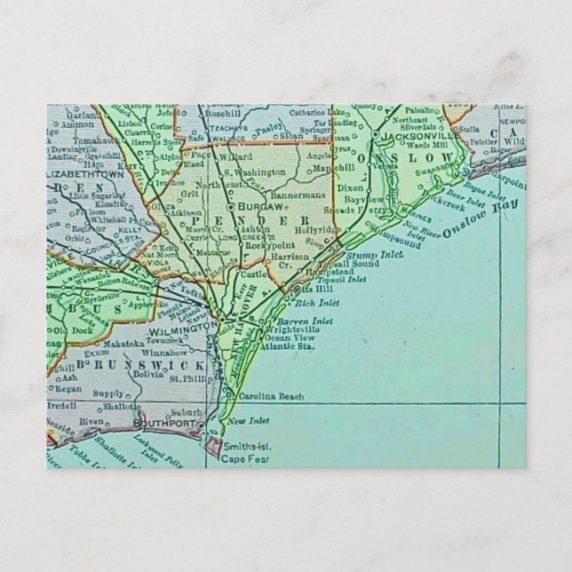 Vintage Georgia Coast Map Postcard (Front)