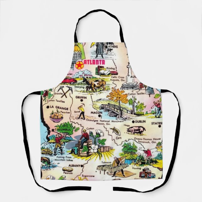 Vintage Georgia Map Apron (Front)