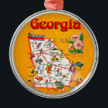 Vintage Georgia Map Ornament<br><div class="desc">A vintage illustrated map of the  Peach State - Georgia repurposed!</div>