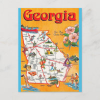 Vintage Georgia Map Postcard