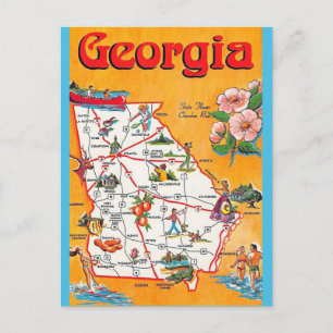 Vintage Georgia Map Postcard