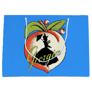 Vintage Georgia Peach Silhouette Southern Bell Large Gift Bag