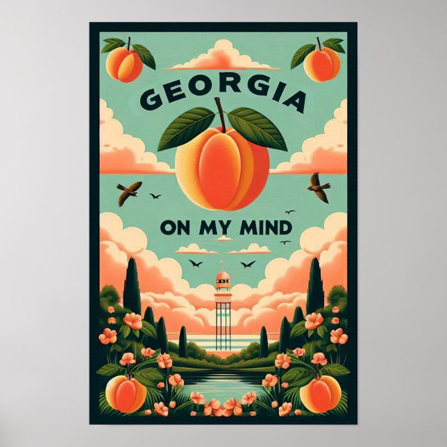 Vintage Georgia Peach Travel Poster (Front)