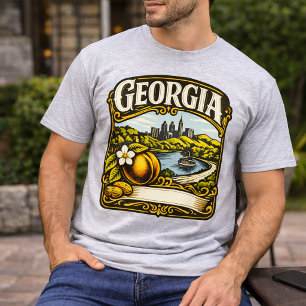 Vintage Georgia State Peach & Atlanta Skyline T-Shirt