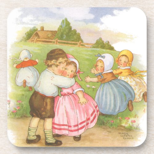 Vintage Georgie Porgie Mother Goose Nursery Rhymes Beverage Coaster