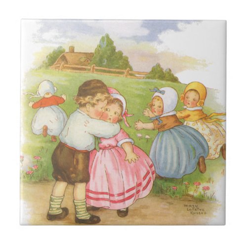 Vintage Georgie Porgie Mother Goose Nursery Rhymes Ceramic Tile