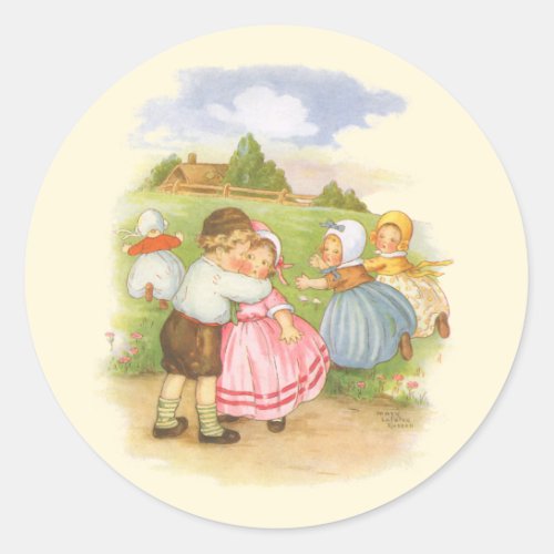 Vintage Georgie Porgie Mother Goose Nursery Rhymes Classic Round Sticker