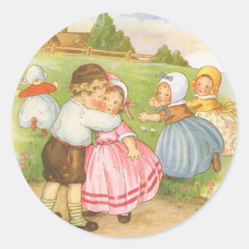 Vintage Georgie Porgie Mother Goose Nursery Rhymes Classic Round Sticker