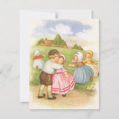 Vintage Georgie Porgie Mother Goose Nursery Rhymes Invitation