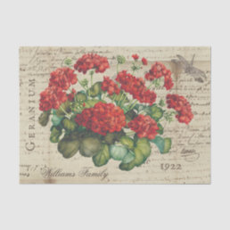 Vintage Geranium Red Sepia Custom Tissue Paper