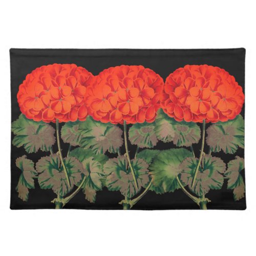 Vintage Geranium Trio  _ bold floral  Cloth Placemat
