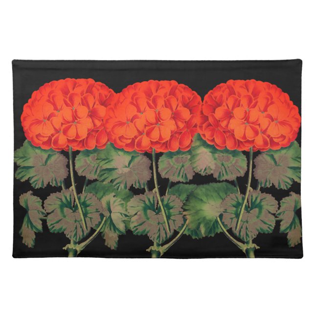Vintage Geranium Trio  - bold floral  Cloth Placemat (Front)