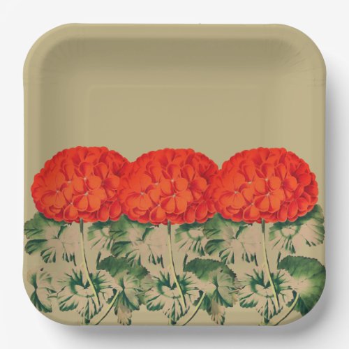 Vintage Geranium Trio  _ bold floral    Paper Plates