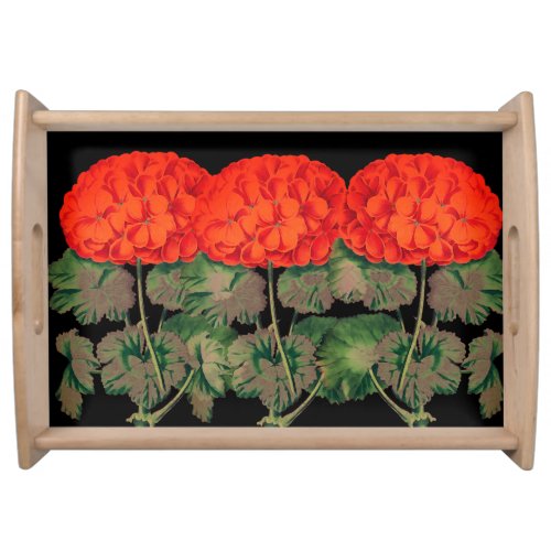 Vintage Geranium Trio  _ bold floral  Serving Tray