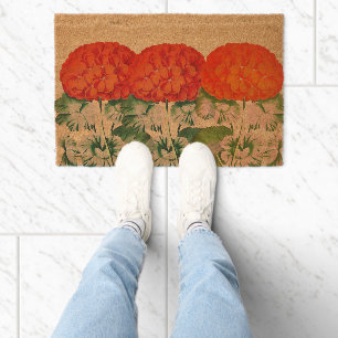 Vintage Geranium Trio Fiber Doormat