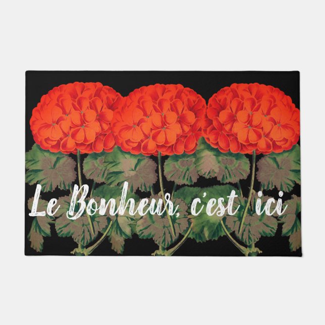 Vintage Geranium Trio  - French Happiness Doormat (Front)