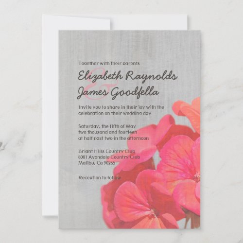 Vintage Geranium Wedding Invitations