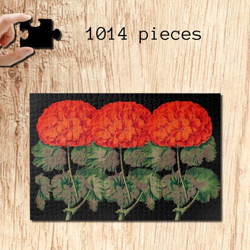 Vintage Geraniums _ bold floral  Jigsaw Puzzle