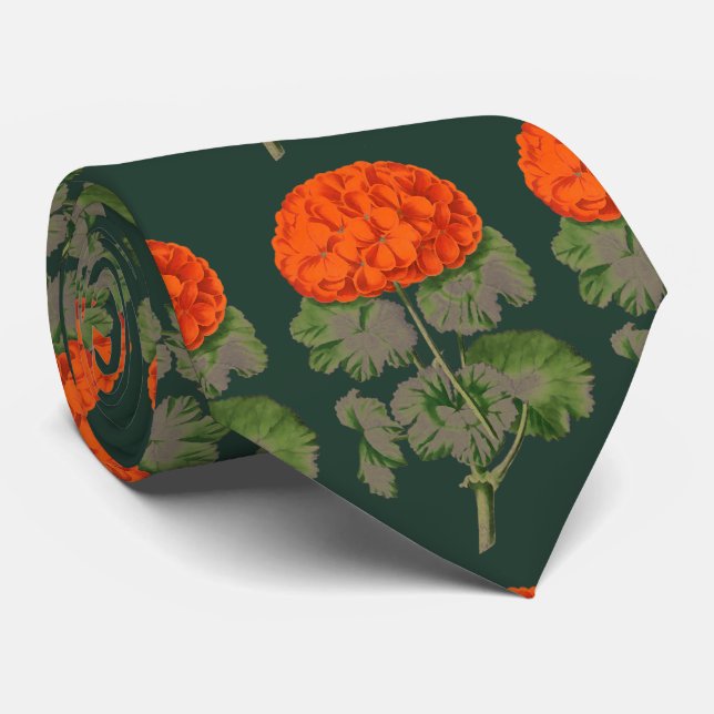 vintage geraniums - bold floral no2 neck tie (Rolled)