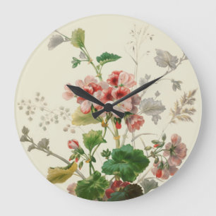 Vintage Geraniums Wall Clock