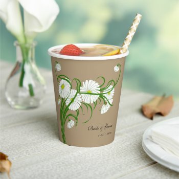 Vintage Gerber Daisy Flowers Wedding Paper Cups by InvitationCafe at Zazzle