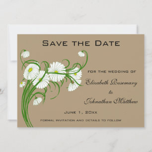 Vintage Gerber Daisy flowers Wedding Save the Date