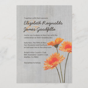 Vintage Gerbera Daisy Wedding Invitations