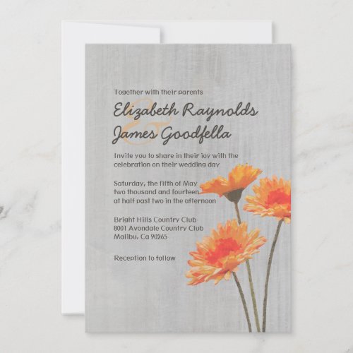 Vintage Gerbera Daisy Wedding Invitations