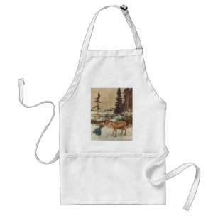 Vintage Gerda and the Reindeer by Edmund Dulac Adult Apron