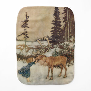 Vintage Gerda and the Reindeer by Edmund Dulac Baby Burp Cloth