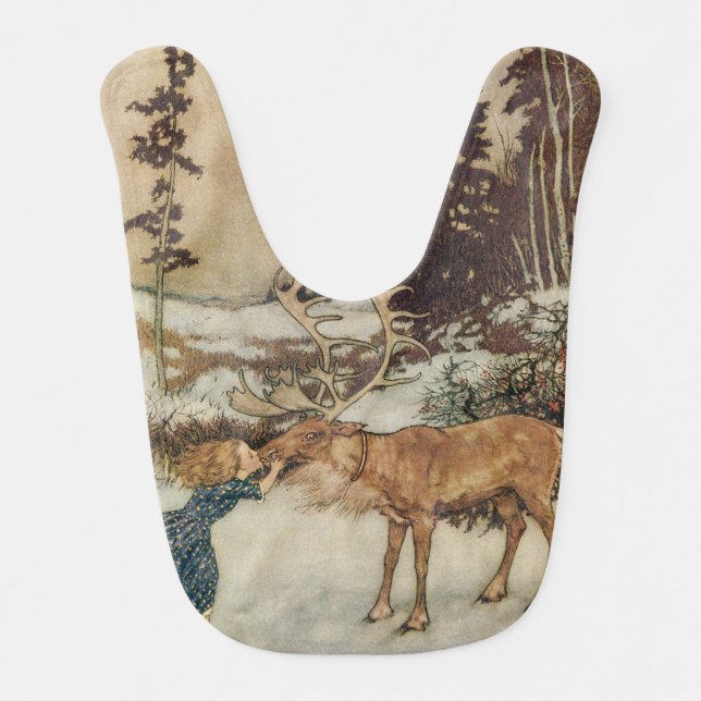 Vintage Gerda and the Reindeer by Edmund Dulac Bib (Front)