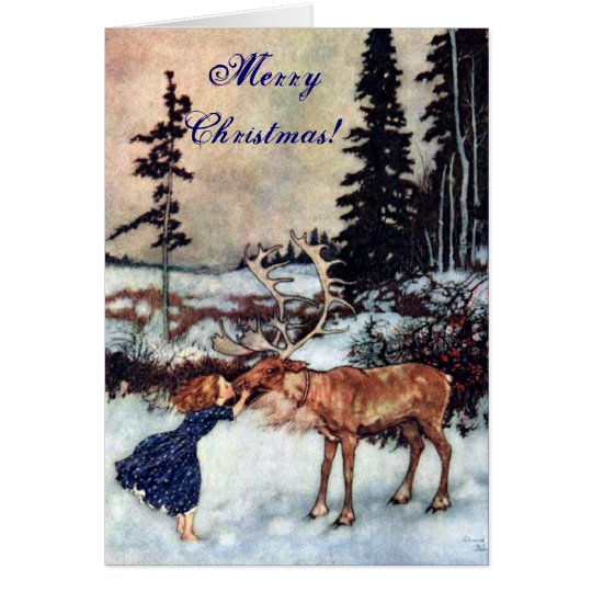 Vintage Gerda and the Reindeer by Edmund Dulac Card
